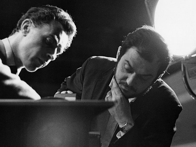 Cinematographer John Alcott, left, and director Stanley Kubrick during the production of 2001: A SPACE ODYSSEY, 1968.