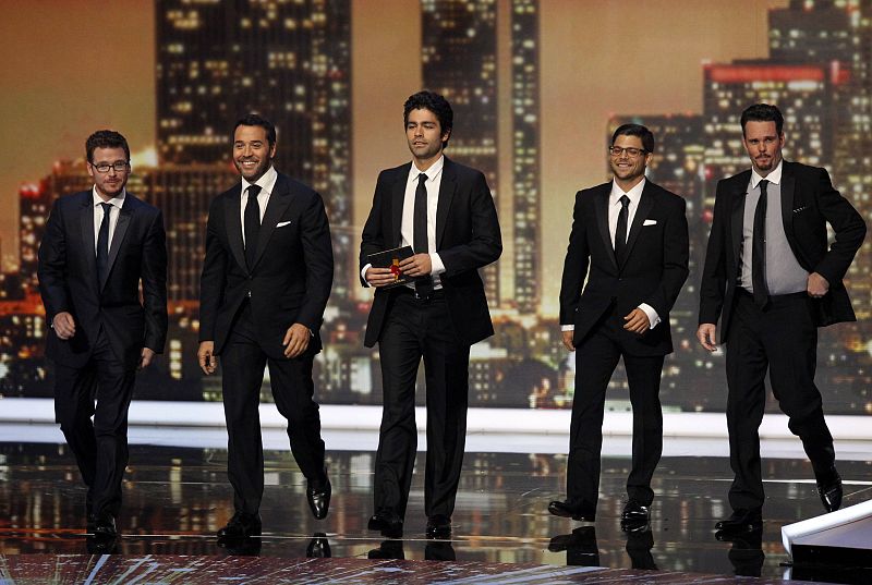 The cast of "entourage" presents the Emmy award for outstanding writing for a miniseries, movie or a dramatic special at the 63rd Primetime Emmy Awards in Los Angeles
