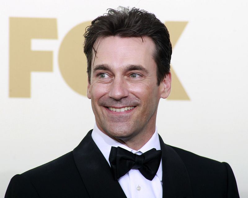 Actor Jon Hamm smiles at the 63rd Primetime Emmy Awards in Los Angeles
