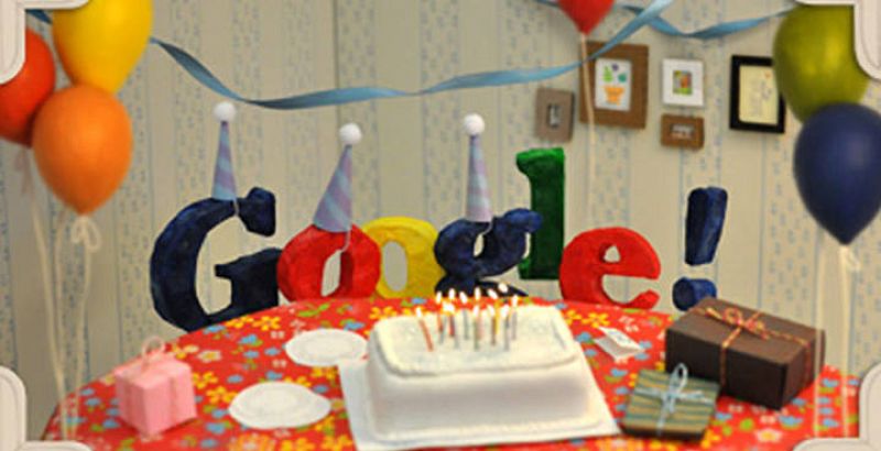 El 'doodle' de Google celebra los 13 años de la compañía con una gran tarta, en septiembre de 2011