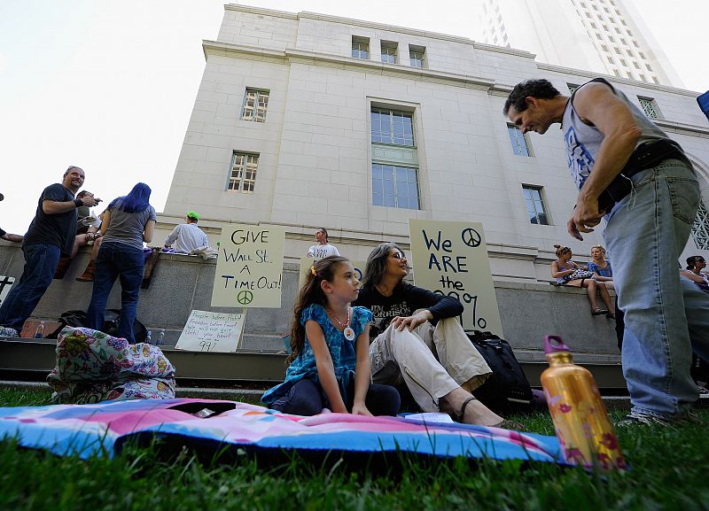 'Indignados' acampados en Los Ángeles