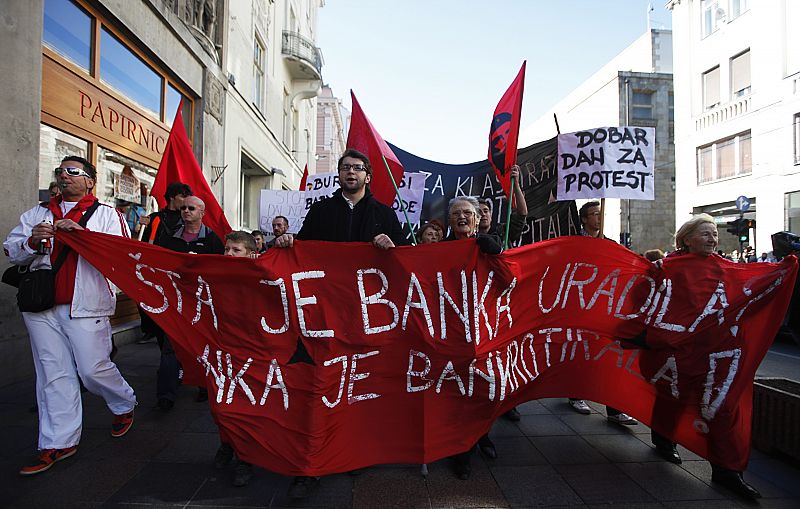 Protesters take part in the "Occupy Sarajevo" protest in Sarajevo