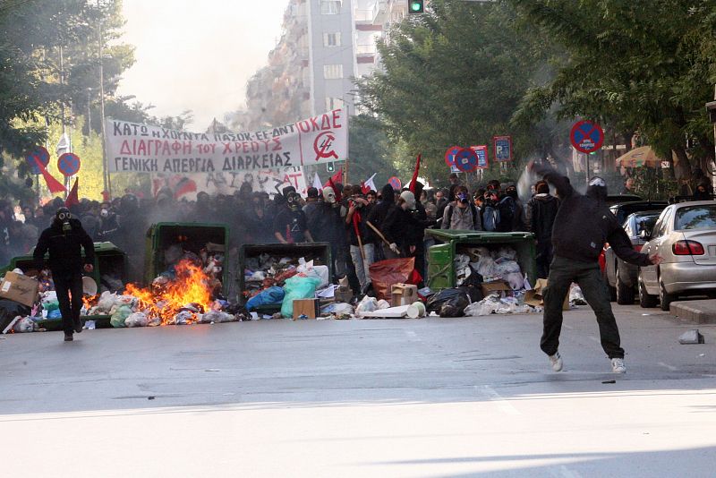 Imagen de los enfrentamientos que se han registrado en el centro de Atenas