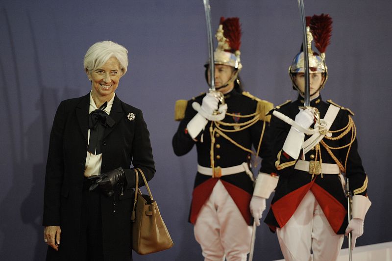 La directora gerente del FMI, Christine Lagarde, a su llegada al encuentro con los líderes de la UE
