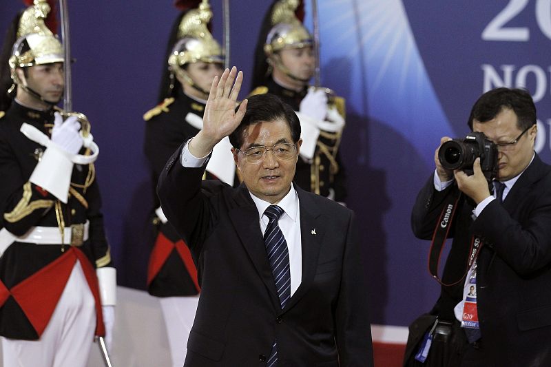 El presidente de China, Hu Jintao, al término de la reunión de los líderes del G-20 este jueves