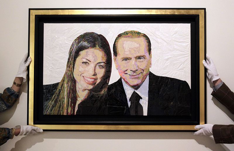 Una pintura llamada "Silvio & Ruby" se expone en la galería Edward Cutler, en Milán