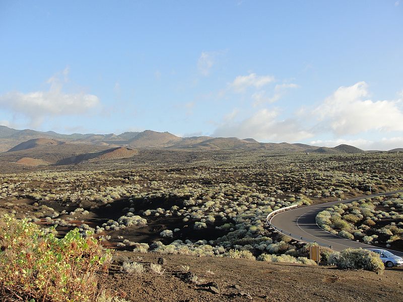 Paisaje de la carretera que baja a La Restinga