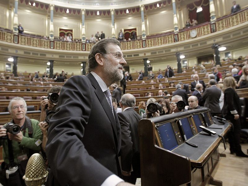 Entrada de Mariano Rajoy en el hemiciclo del Congreso