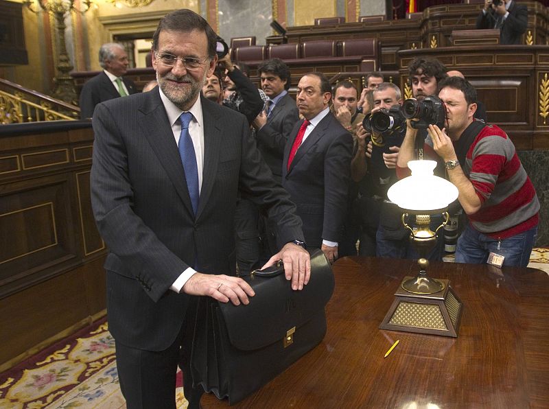 Rajoy posa como presidente del Gobierno ante los medios nacionales e internacionales.