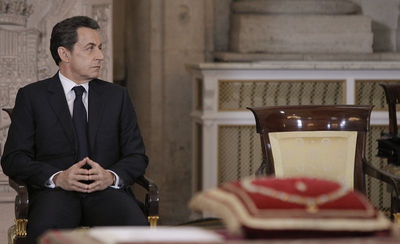 El presidente francés, Nicolas Sarkozy, durante el acto de imposición del Collar de la Orden del Toisón de Oro.