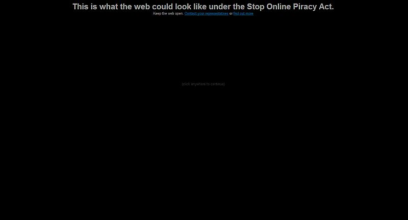 La web de Dotsub -una herramienta que permite añadir subtítulos a un vídeo- también se ha apagado, y solo se puede leer un mensajes: "Este es el aspecto que podría lucir la Web si se aprueba la Ley SOPA".