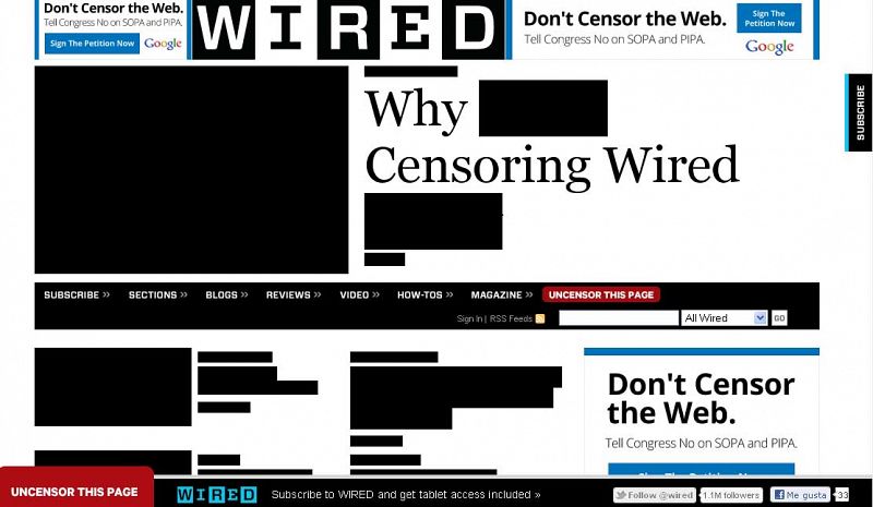 Wired también se ha sumado a la protesta por la ley SOPA