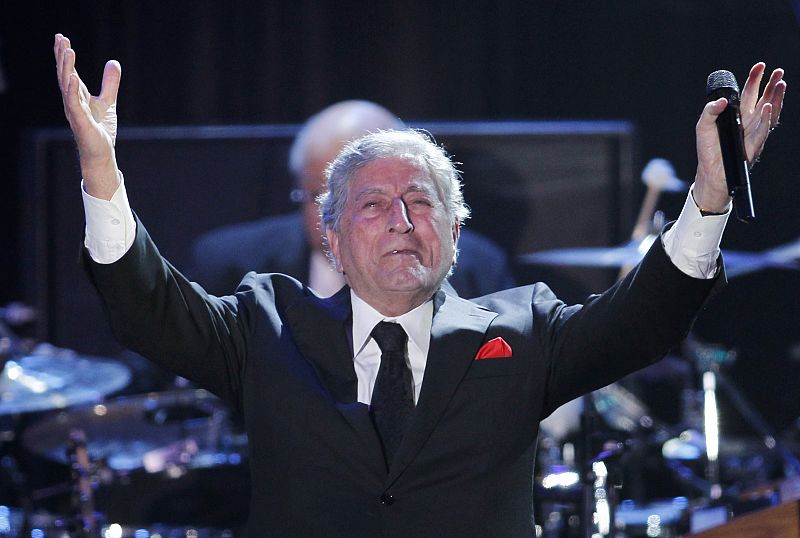 Tony Bennett proclaims "Whiteny" at the end of his performance during the 2012 Pre-Grammy Gala & Salute to Industry Icons at the Beverly Hilton Hotel in Beverly Hills, California