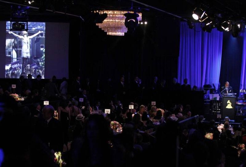 Record producer Clive Davis speaks about Whitney Houston during the 2012 Pre-Grammy Gala & Salute to Industry Icons at the Beverly Hilton Hotel in Beverly Hills, Californi