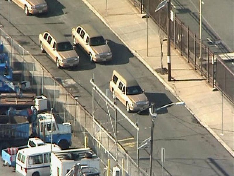 Frame grab shows aerial view of funeral procession for Whitney Houston in Newark