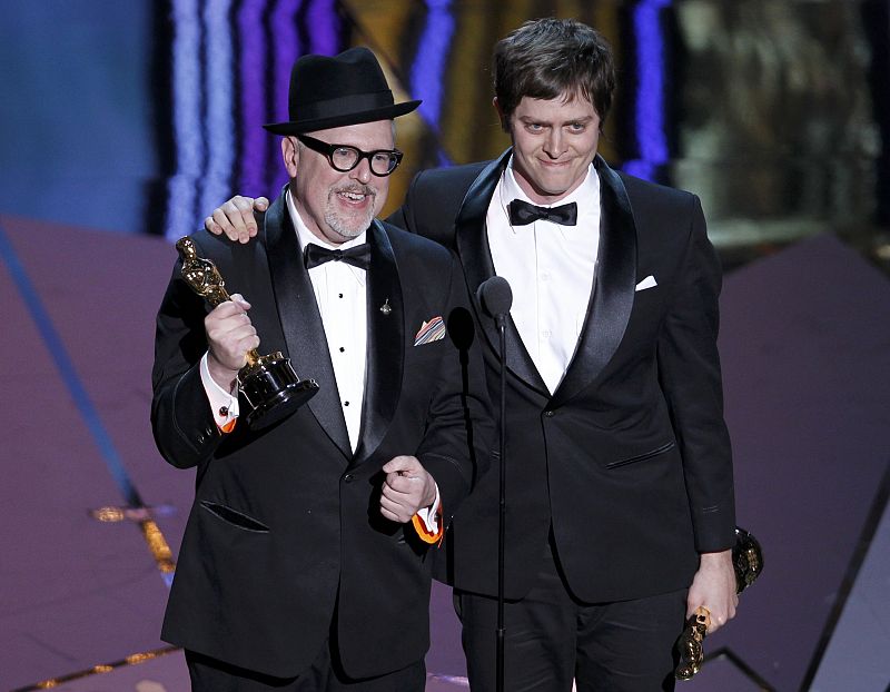 William Joyce y Brandon Oldenburg en la gala de los Oscars 2012