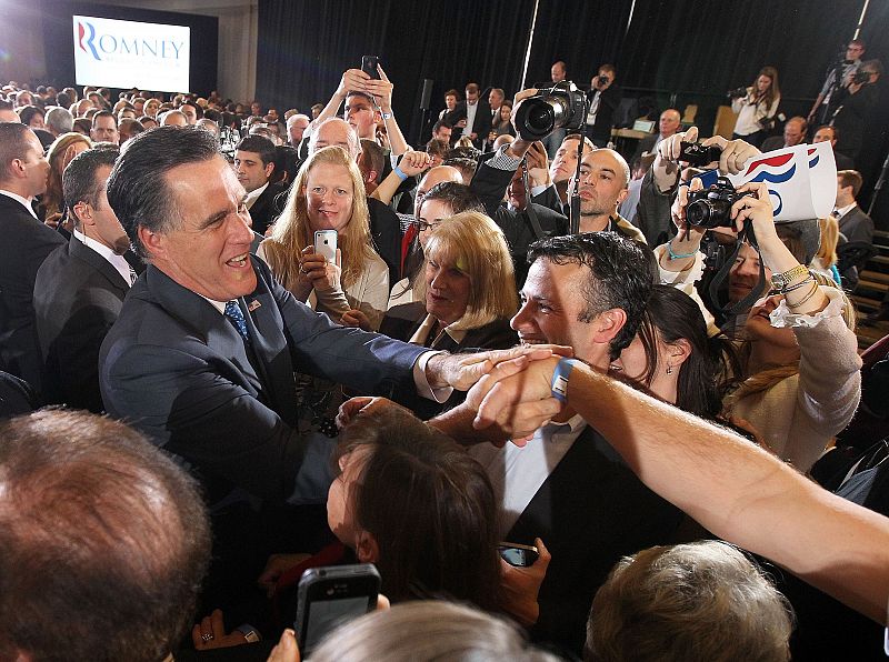 Mitt Romney a su llegada a un acto de campaña en Boston