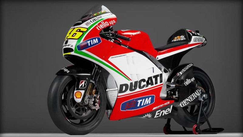 Imagen de la Desmosedici GP12 de Valentino Rossi.