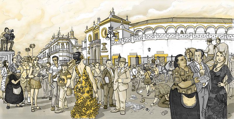 Ilustración de Arturo Redondo para el libro 'La Maestranza, toros en Sevilla'