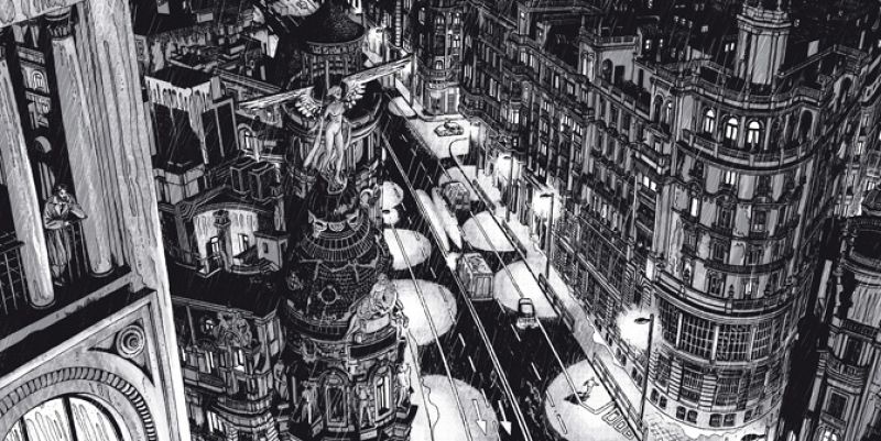 Ilustración de Miguel Navia para el libro de Treseditores dedicado a la gran Vía madrileña