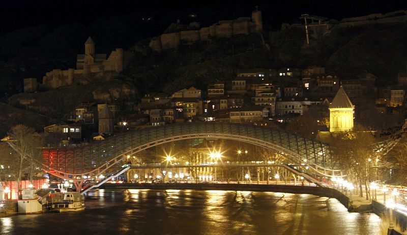 An historical part of Tbilisi is seen during Earth Hour