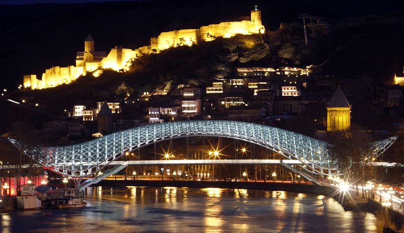 An historical part of Tbilisi is seen before Earth's hour