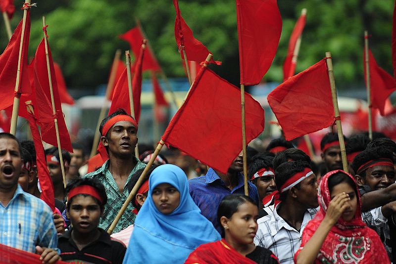 Manifestación de trabajadores y trabajadoras en Bangladesh