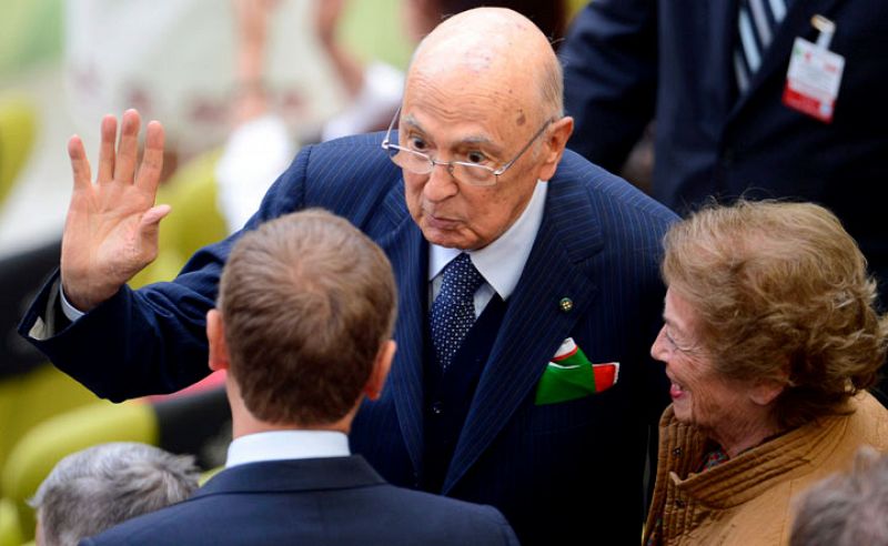 El presidente italiano, Girorgio Napolitano, con su mujer.