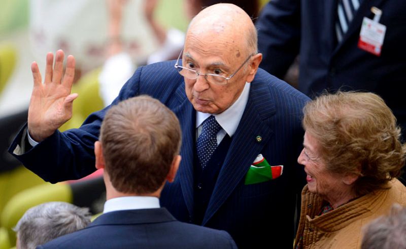 El presidente italiano, Girorgio Napolitano, con su mujer.