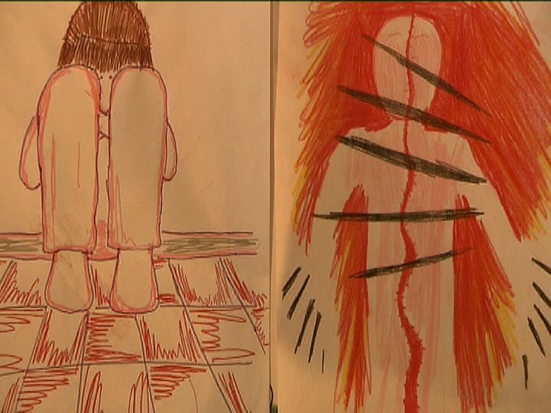 Dibujo realizado por niño expuesto a la violencia de género sufrida por su madre 3