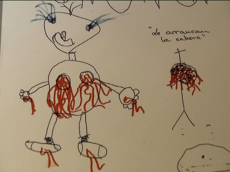 Dibujo realizado por niño expuesto a la violencia de género sufrida por su madre 2