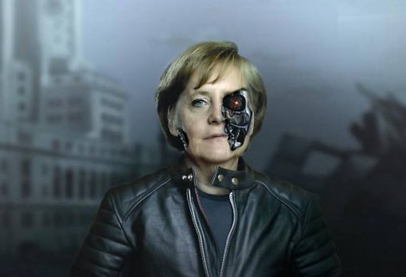 "La manía de Merkel por la austeridad está destrozando Europa" titula la revista británica New Statesman, que presenta a la canciller como Terminator.