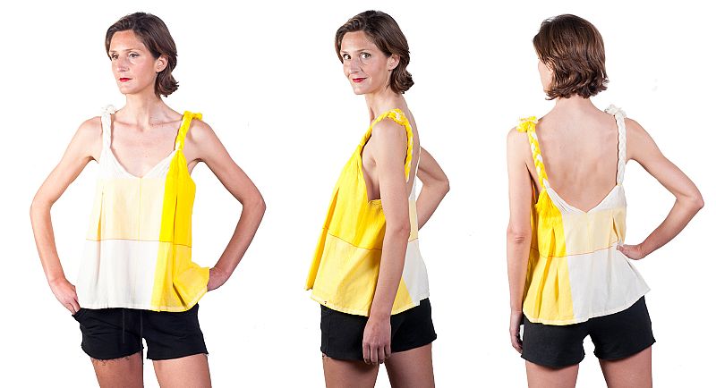 Blusa de tirantes en amarillo y blanco de Irene Peukes