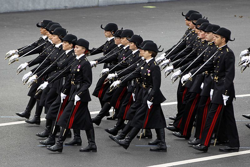 Students of the Ecole Polytechnique school take part in the traditional Bastille Day military parade in Paris