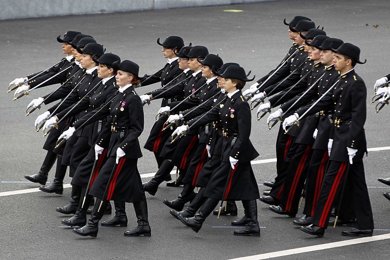 Students of the Ecole Polytechnique school take part in the traditional Bastille Day military parade in Paris