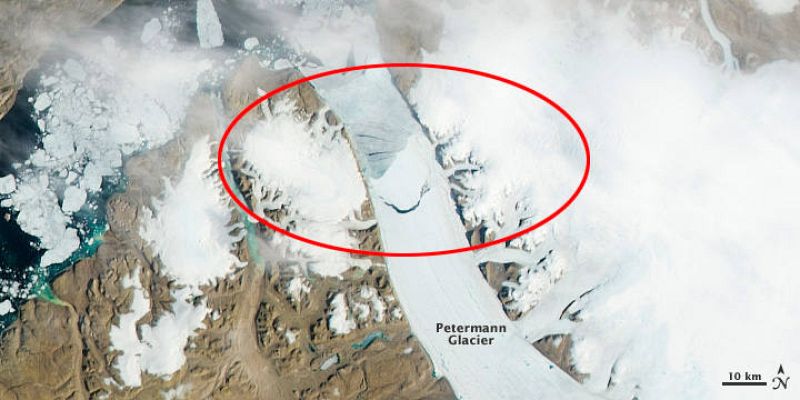 Aspecto del iceberg el día 16 de julio, cuando comenzó a agrietarse