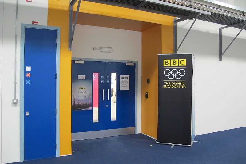 La entrada a la BBC en el IBC de Londres