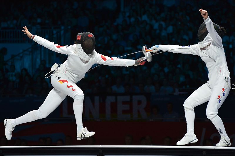 Un momento del combate entre la surcoreana Shin A Lam y la china Sun Yujie