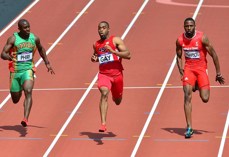 Tyson Gay se impone a Gerald Phiri y a Richard Thompson