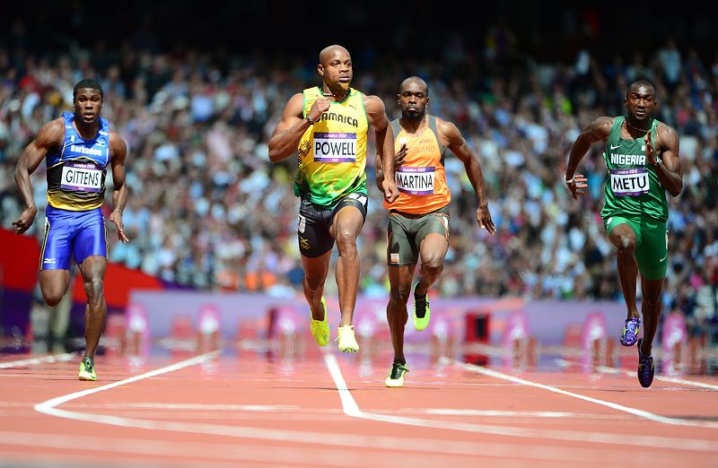 Asafa Powell domina a sus rivales Ramon Gittens, Churandy Martina y Obinna Metu
