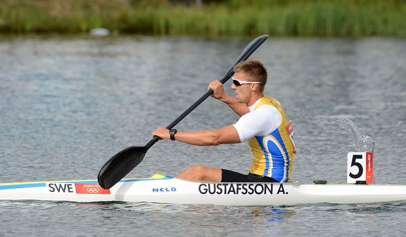 Anders Gustafsson compite en los 1000m de kayak masculino durante los Juegos Olímpicos de Londres 2012.
