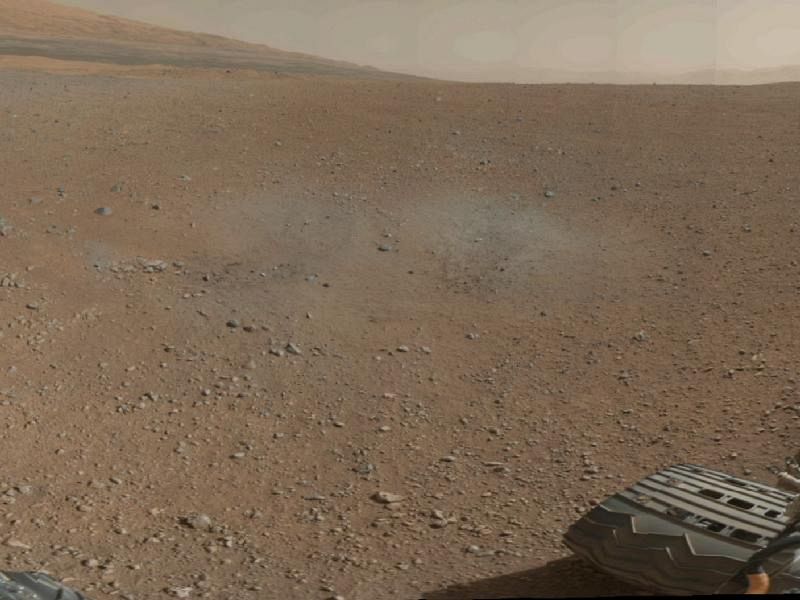 Marcas del aterrizaje de la nave en la superficie de Marte