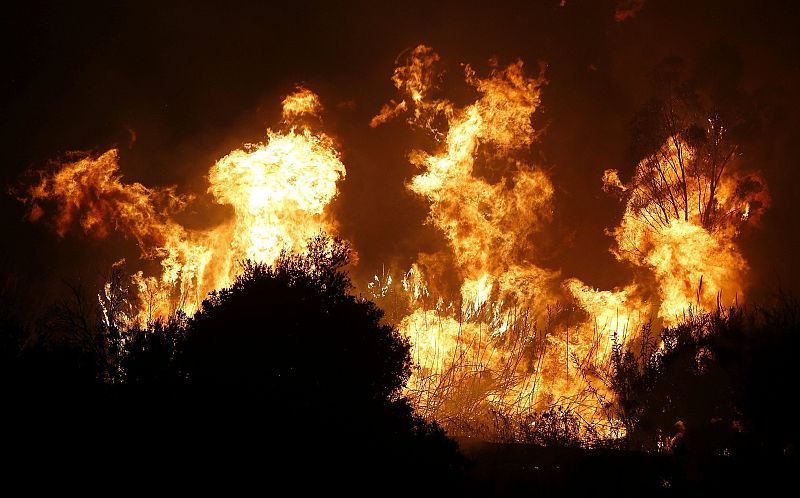 Vista del incendio forestal declarado en Sierra Negra, en el paraje Cerro Alaminos, dentro del municipio malagueño de Coin