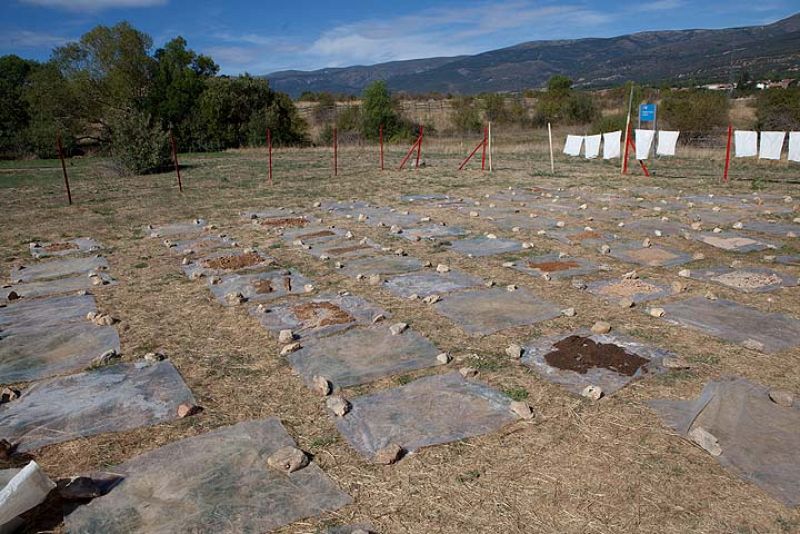 Explanada junto al yacimiento donde secan rocas al sol recién extraídas