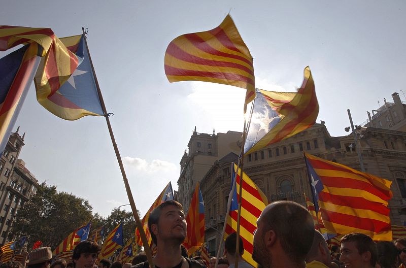 Las banderas nacionalistas han protagonizado la manifestación independentista.