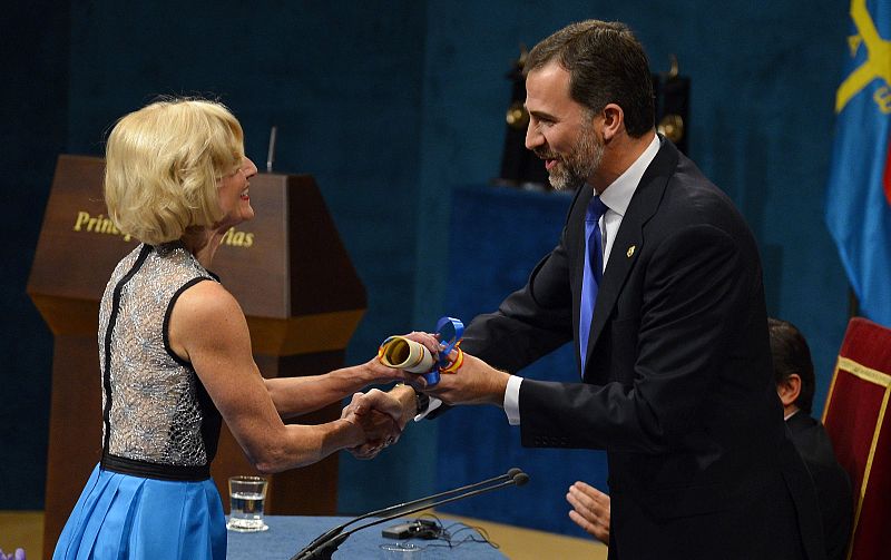 U.S. philosopher Martha Craven Nussbaum receives the 2012 Prince of Asturias Award for Social Sciences during a ceremony at Campoamor theatre in Oviedo