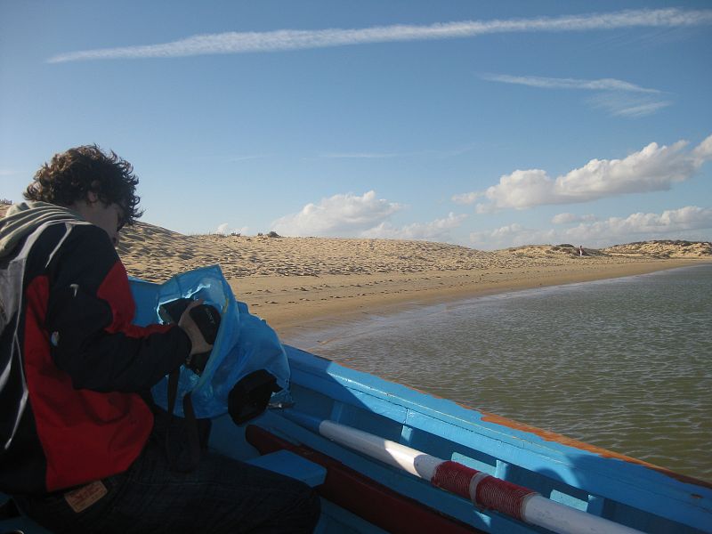 Grabando desde una barca de pesca el Parque Natural de la Ría Formosa