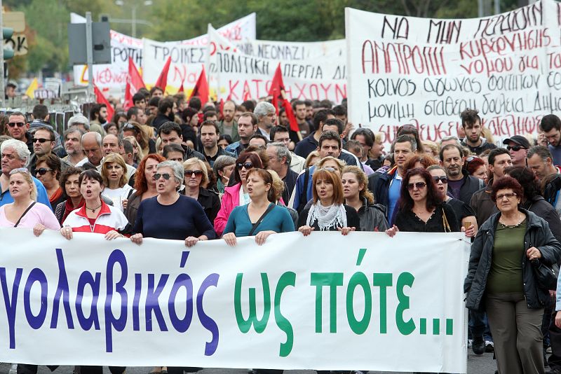 Manifestantes en el segundo día de huelga general en Grecia