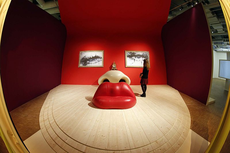 Visitor looks at the Rita Mae West room by Spanish artist Dali at the Centre Pompidou modern art museum in Paris