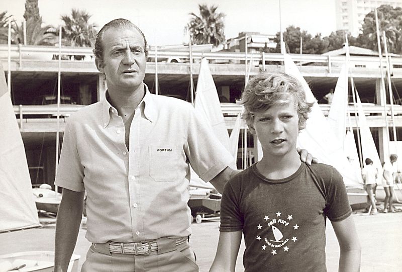 El rey y el príncipe Felipe en Palma de Mallorca en 1980.